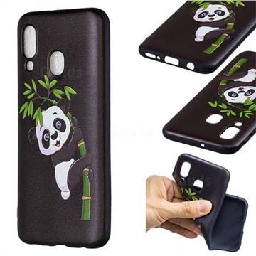 Bamboo Panda 3D Embossed Relief Black Soft Back Cover for Samsung Galaxy A40