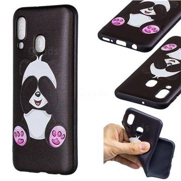 Lovely Panda 3D Embossed Relief Black Soft Back Cover for Samsung Galaxy A40