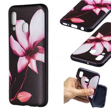 Lotus Flower 3D Embossed Relief Black Soft Back Cover for Samsung Galaxy A40