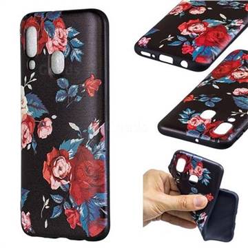 Safflower 3D Embossed Relief Black Soft Back Cover for Samsung Galaxy A40