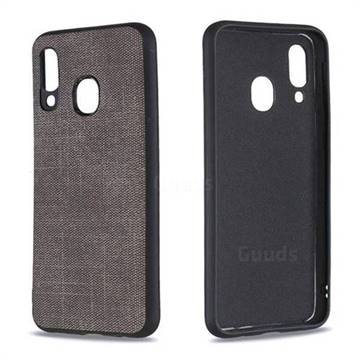 Canvas Cloth Coated Soft Phone Cover for Samsung Galaxy A40 - Dark Gray