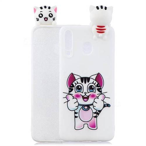 Cute Pink Kitten Soft 3D Climbing Doll Soft Case for Samsung Galaxy A40