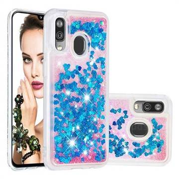 Dynamic Liquid Glitter Quicksand Sequins TPU Phone Case for Samsung Galaxy A40 - Blue