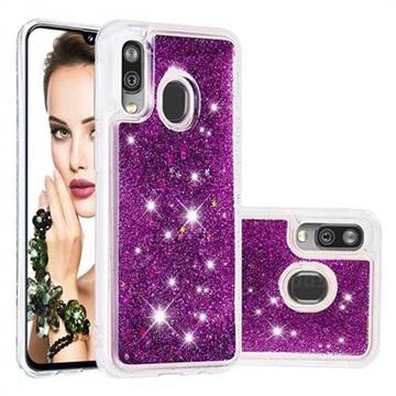 Dynamic Liquid Glitter Quicksand Sequins TPU Phone Case for Samsung Galaxy A40 - Purple