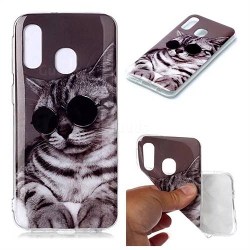 Kitten with Sunglasses Soft TPU Cell Phone Back Cover for Samsung Galaxy A40