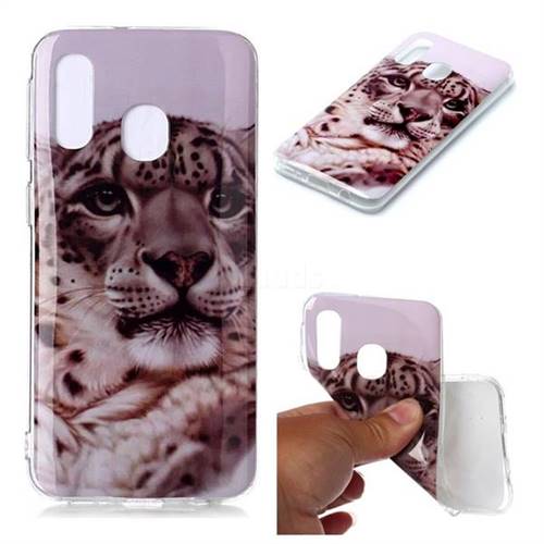 White Leopard Soft TPU Cell Phone Back Cover for Samsung Galaxy A40