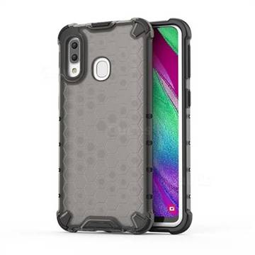 Honeycomb TPU + PC Hybrid Armor Shockproof Case Cover for Samsung Galaxy A40 - Gray