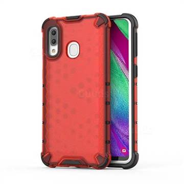 Honeycomb TPU + PC Hybrid Armor Shockproof Case Cover for Samsung Galaxy A40 - Red