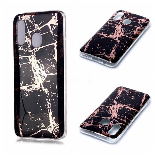 Black Galvanized Rose Gold Marble Phone Back Cover for Samsung Galaxy A40
