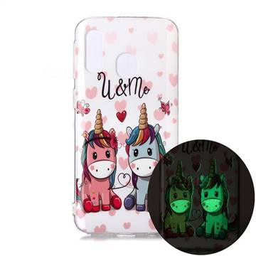 Couple Unicorn Noctilucent Soft TPU Back Cover for Samsung Galaxy A40