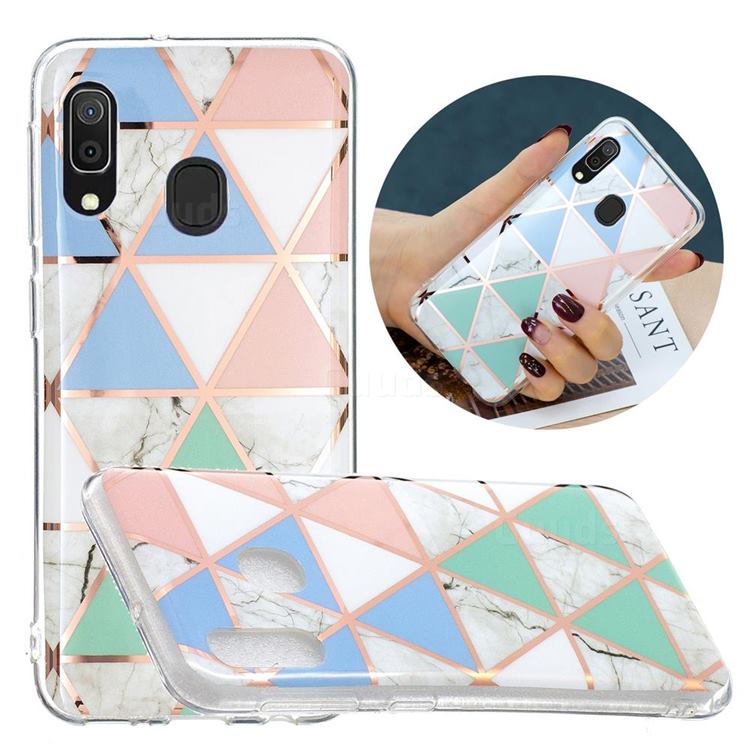 Fresh Triangle Painted Marble Electroplating Protective Case for Samsung Galaxy A40