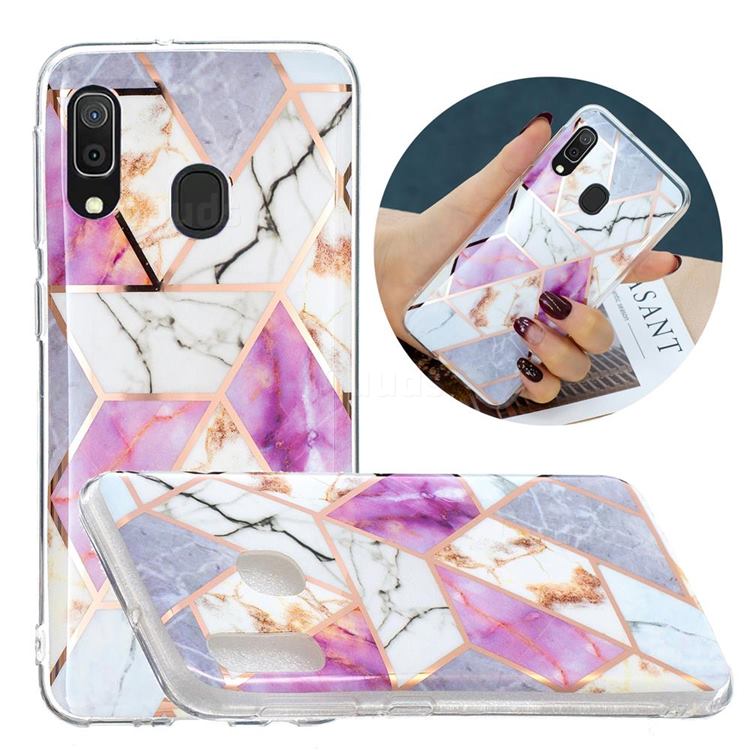 Purple and White Painted Marble Electroplating Protective Case for Samsung Galaxy A40
