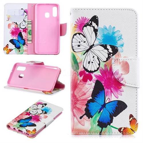 Vivid Flying Butterflies Leather Wallet Case for Samsung Galaxy A40