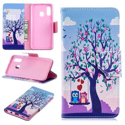 Tree and Owls Leather Wallet Case for Samsung Galaxy A40