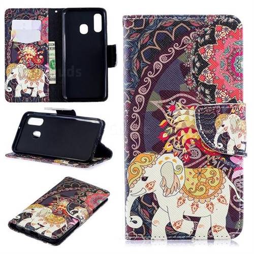 Totem Flower Elephant Leather Wallet Case for Samsung Galaxy A40