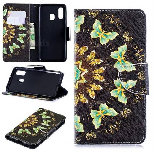 Circle Butterflies Leather Wallet Case for Samsung Galaxy A40