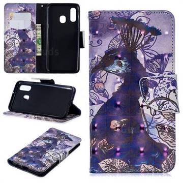 Purple Peacock 3D Painted Leather Wallet Phone Case for Samsung Galaxy A40