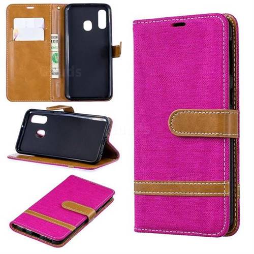Jeans Cowboy Denim Leather Wallet Case for Samsung Galaxy A40 - Rose