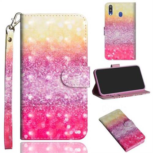 Gradient Rainbow 3D Painted Leather Wallet Case for Samsung Galaxy A40