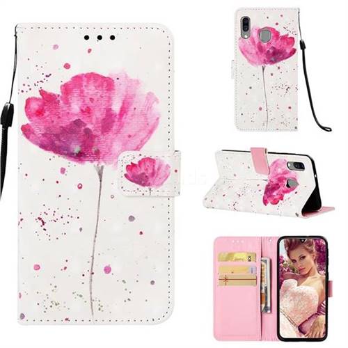 Watercolor 3D Painted Leather Wallet Case for Samsung Galaxy A40