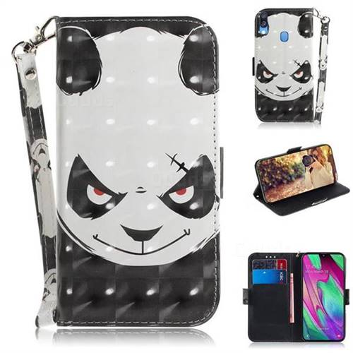 Angry Bear 3D Painted Leather Wallet Phone Case for Samsung Galaxy A40