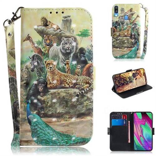 Beast Zoo 3D Painted Leather Wallet Phone Case for Samsung Galaxy A40