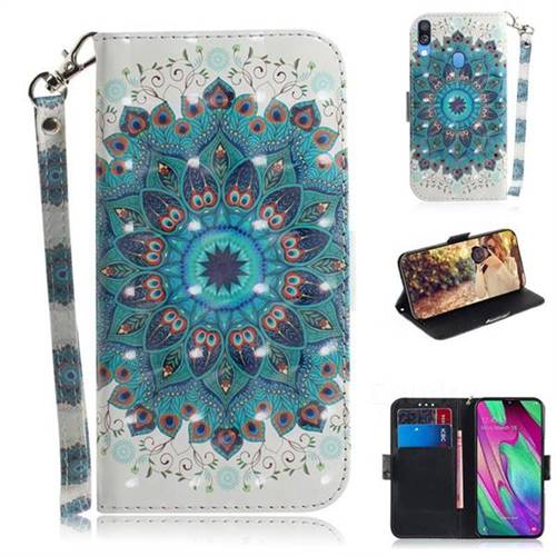Peacock Mandala 3D Painted Leather Wallet Phone Case for Samsung Galaxy A40