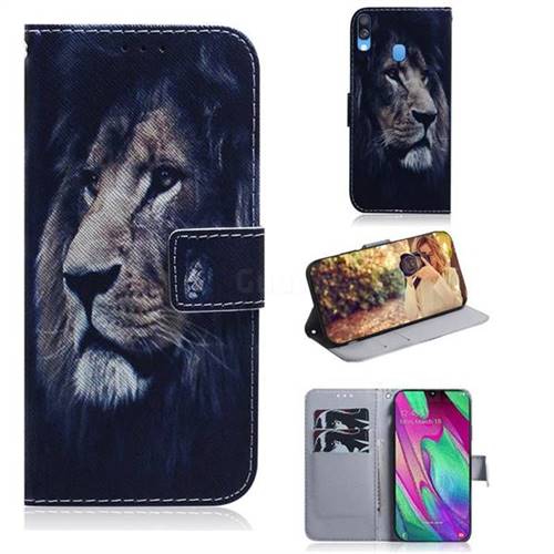 Lion Face PU Leather Wallet Case for Samsung Galaxy A40