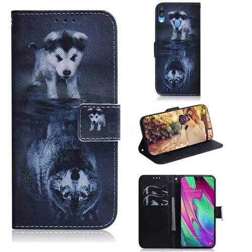 Wolf and Dog PU Leather Wallet Case for Samsung Galaxy A40
