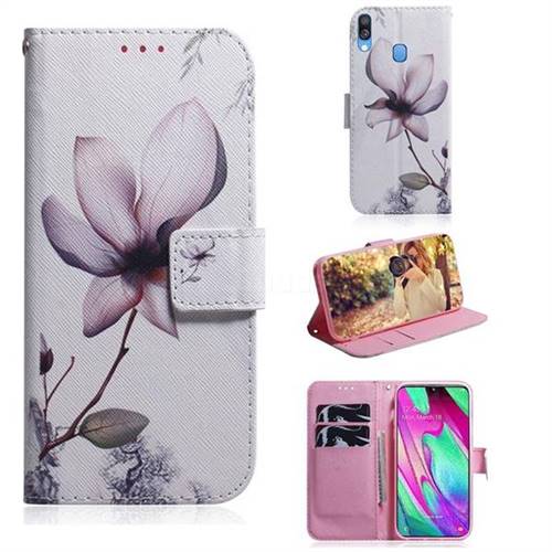 Magnolia Flower PU Leather Wallet Case for Samsung Galaxy A40