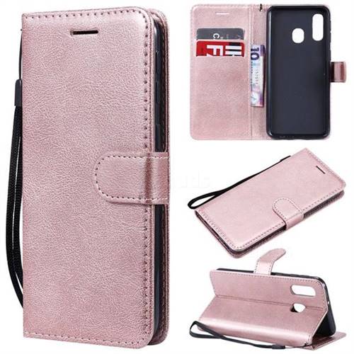Retro Greek Classic Smooth PU Leather Wallet Phone Case for Samsung Galaxy A40 - Rose Gold