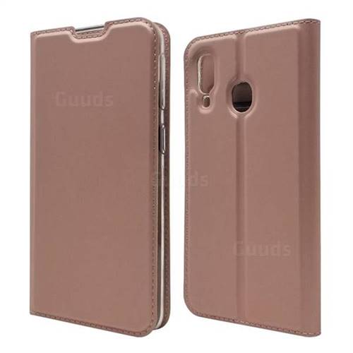 Ultra Slim Card Magnetic Automatic Suction Leather Wallet Case for Samsung Galaxy A40 - Rose Gold