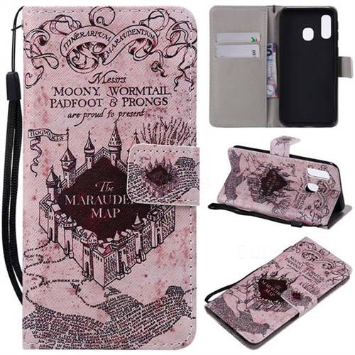 Castle The Marauders Map PU Leather Wallet Case for Samsung Galaxy A40