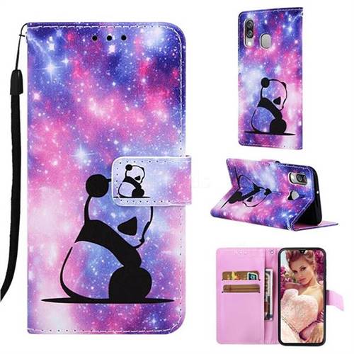 Panda Baby Matte Leather Wallet Phone Case for Samsung Galaxy A40