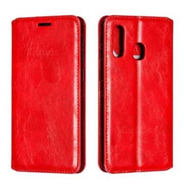 Retro Slim Magnetic Crazy Horse PU Leather Wallet Case for Samsung Galaxy A40 - Red