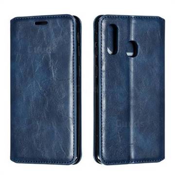 Retro Slim Magnetic Crazy Horse PU Leather Wallet Case for Samsung Galaxy A40 - Blue