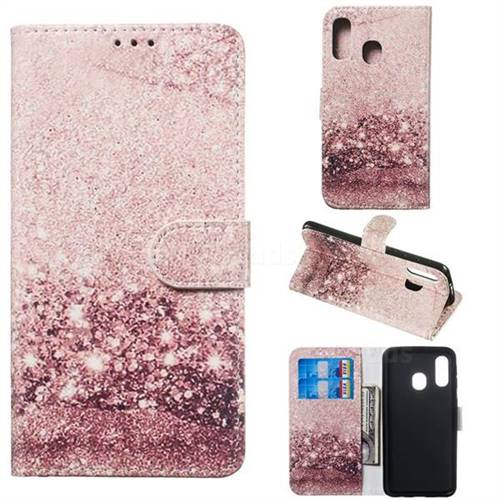 Glittering Rose Gold PU Leather Wallet Case for Samsung Galaxy A40