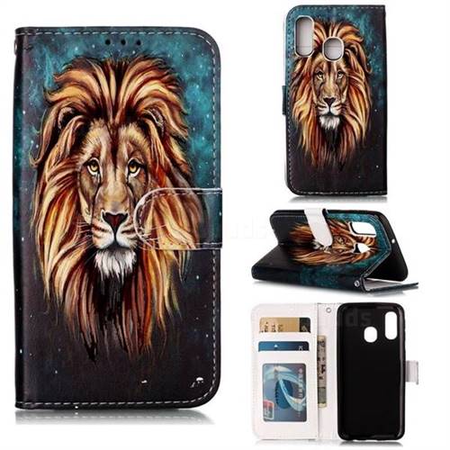 Ice Lion 3D Relief Oil PU Leather Wallet Case for Samsung Galaxy A40