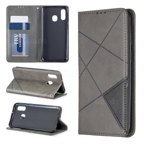 Prismatic Slim Magnetic Sucking Stitching Wallet Flip Cover for Samsung Galaxy A40 - Gray