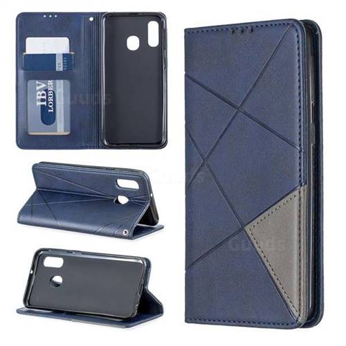 Prismatic Slim Magnetic Sucking Stitching Wallet Flip Cover for Samsung Galaxy A40 - Blue