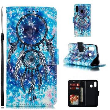 Blue Wind Chime 3D Painted Leather Phone Wallet Case for Samsung Galaxy A40