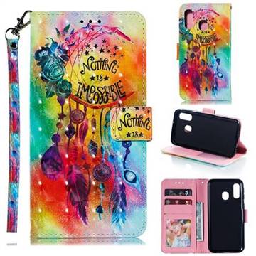 Flower Wind Chimes 3D Painted Leather Phone Wallet Case for Samsung Galaxy A40