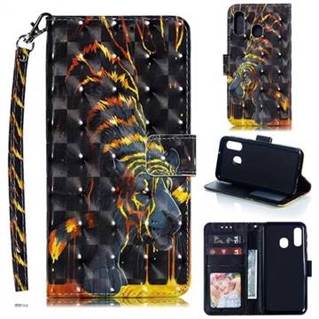 Tiger Totem 3D Painted Leather Phone Wallet Case for Samsung Galaxy A40