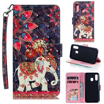 Phoenix Elephant 3D Painted Leather Phone Wallet Case for Samsung Galaxy A40