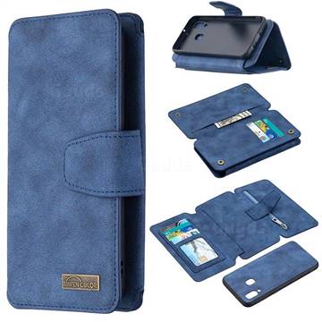 Binfen Color BF07 Frosted Zipper Bag Multifunction Leather Phone Wallet for Samsung Galaxy A40 - Blue
