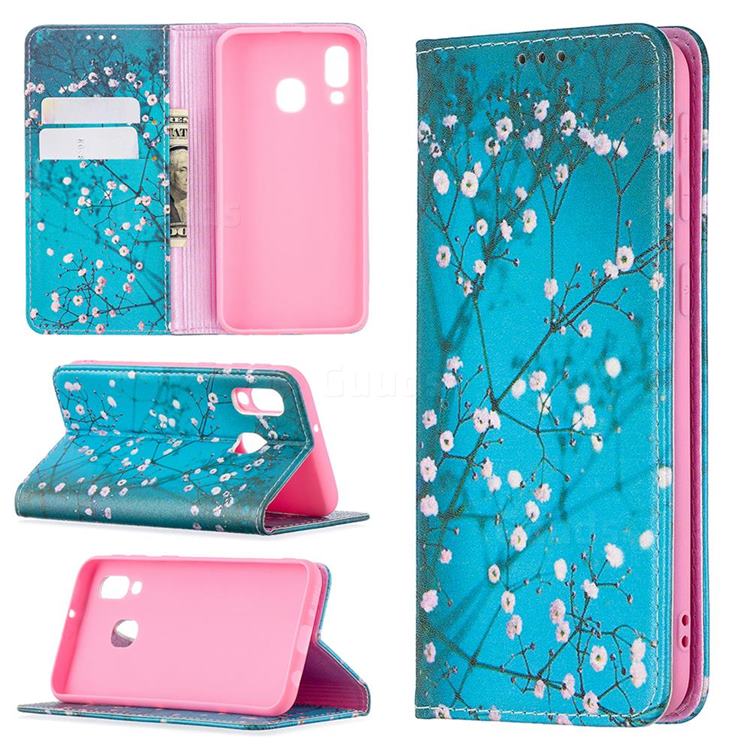 Plum Blossom Slim Magnetic Attraction Wallet Flip Cover for Samsung Galaxy A40