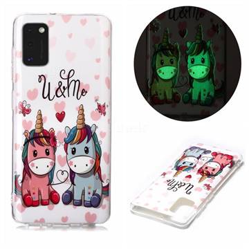 Couple Unicorn Noctilucent Soft TPU Back Cover for Samsung Galaxy A41