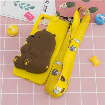 Yellow Bear Neck Lanyard Zipper Wallet Silicone Case for Samsung Galaxy ...