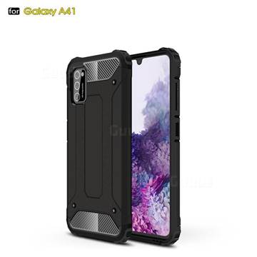 King Kong Armor Premium Shockproof Dual Layer Rugged Hard Cover for Samsung Galaxy A41 - Black Gold
