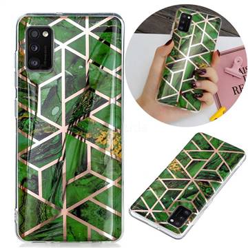 Green Rhombus Galvanized Rose Gold Marble Phone Back Cover for Samsung Galaxy A41